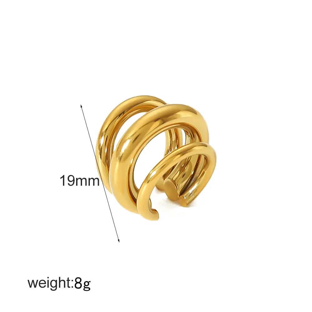 1 piece of creative and fashionable  gold-plated stainless steel shiny geometric ear clip for women for daily wear h5Picture2